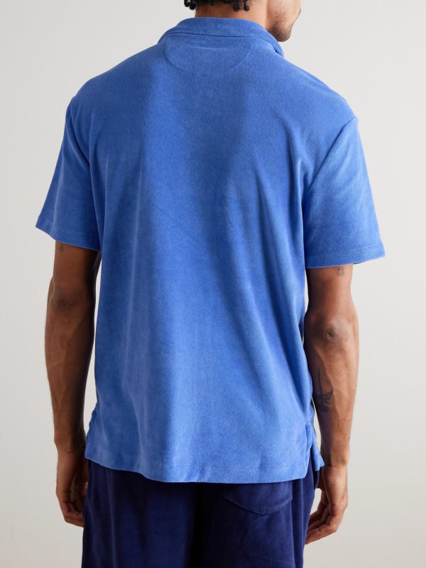 Camp-Collar Logo-Embroidered Cotton-Blend Terry Shirt - BK Camp-Collar Logo-Embroidered Cotton-Blend Terry Shirt - BK