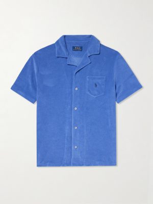 Camp-Collar Logo-Embroidered Cotton-Blend Terry Shirt Camp-Collar Logo-Embroidered Cotton-Blend Terry Shirt