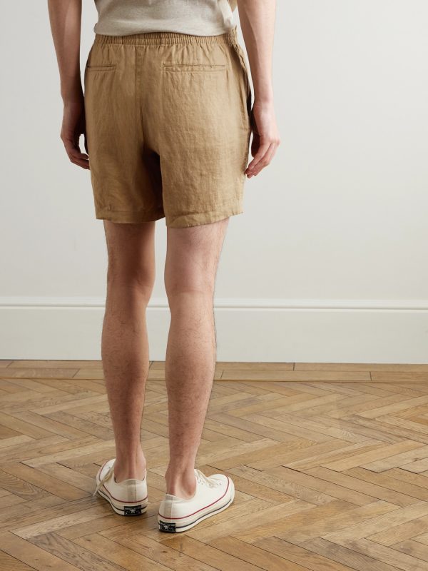 Prepster Straight-Leg Logo-Embroidered Linen Drawstring Shorts - BK Prepster Straight-Leg Logo-Embroidered Linen Drawstring Shorts - BK