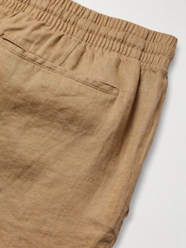 Prepster Straight-Leg Logo-Embroidered Linen Drawstring Shorts - CU Prepster Straight-Leg Logo-Embroidered Linen Drawstring Shorts - CU