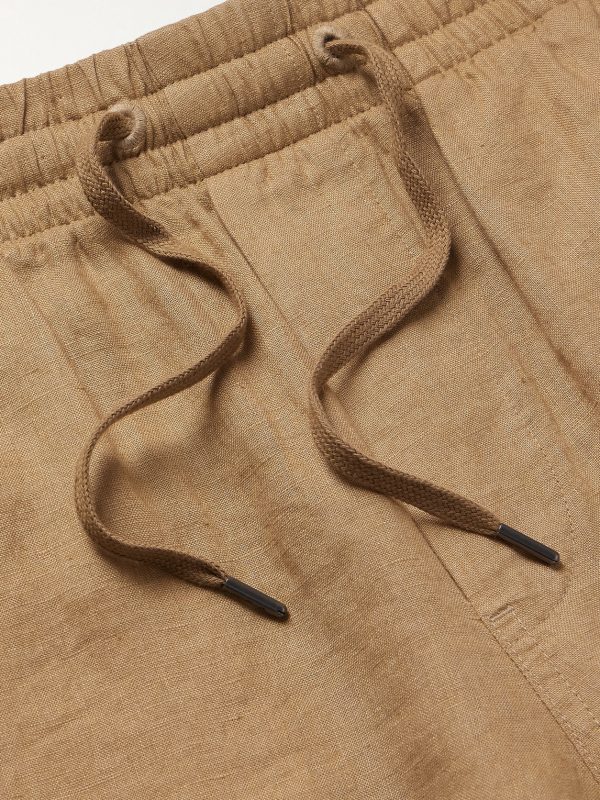 Prepster Straight-Leg Logo-Embroidered Linen Drawstring Shorts - E1 Prepster Straight-Leg Logo-Embroidered Linen Drawstring Shorts - E1