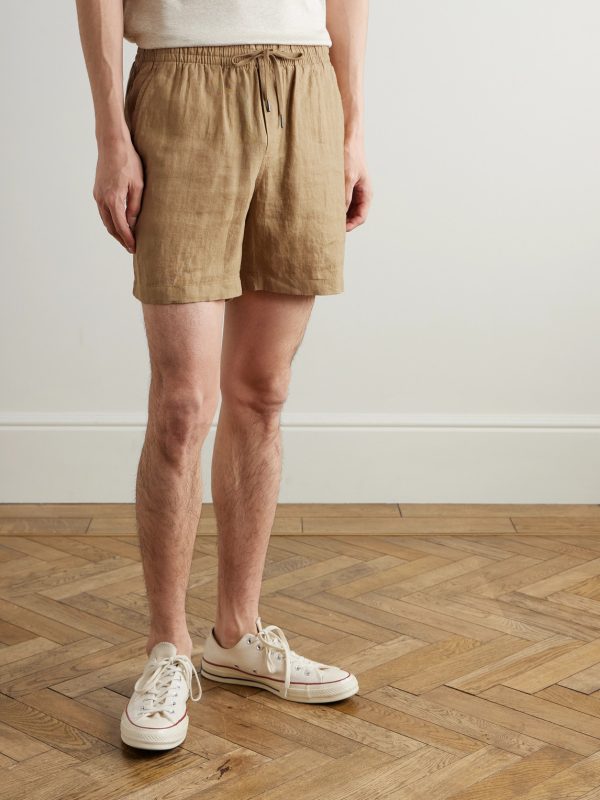 Prepster Straight-Leg Logo-Embroidered Linen Drawstring Shorts - FR Prepster Straight-Leg Logo-Embroidered Linen Drawstring Shorts - FR
