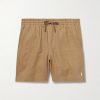 Prepster Straight-Leg Logo-Embroidered Linen Drawstring Shorts Prepster Straight-Leg Logo-Embroidered Linen Drawstring Shorts