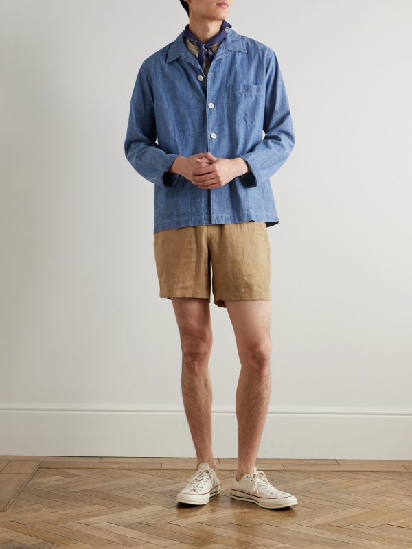 Prepster Straight-Leg Logo-Embroidered Linen Drawstring Shorts - OU Prepster Straight-Leg Logo-Embroidered Linen Drawstring Shorts - OU