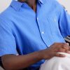 Logo-Embroidered Checked Linen and Cotton-Blend Shirt - CU Logo-Embroidered Checked Linen and Cotton-Blend Shirt - CU