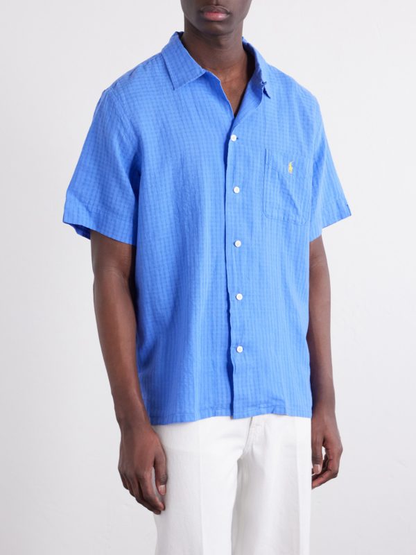 Logo-Embroidered Checked Linen and Cotton-Blend Shirt - FR Logo-Embroidered Checked Linen and Cotton-Blend Shirt - FR