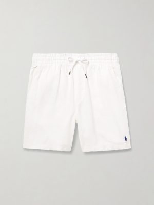Prepster Straight-Leg Logo-Embroidered Linen Drawstring Shorts Prepster Straight-Leg Logo-Embroidered Linen Drawstring Shorts