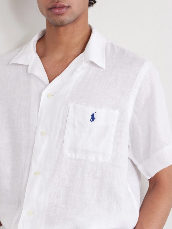 Convertible-Collar Logo-Embroidered Linen Shirt - CU Convertible-Collar Logo-Embroidered Linen Shirt - CU