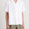 Convertible-Collar Logo-Embroidered Linen Shirt - FR Convertible-Collar Logo-Embroidered Linen Shirt - FR
