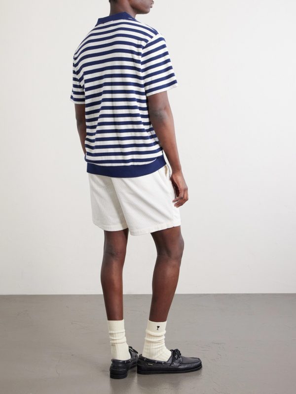 Logo-Embroidered Striped Cotton Polo Shirt - BK