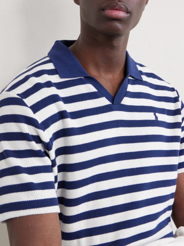 Logo-Embroidered Striped Cotton Polo Shirt - CU