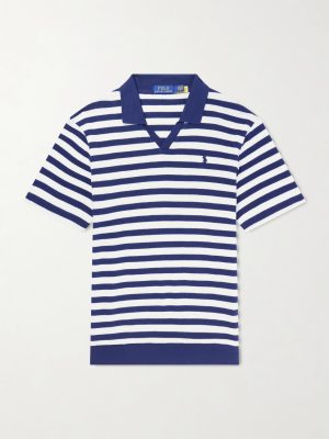Logo-Embroidered Striped Cotton Polo Shirt Logo-Embroidered Striped Cotton Polo Shirt