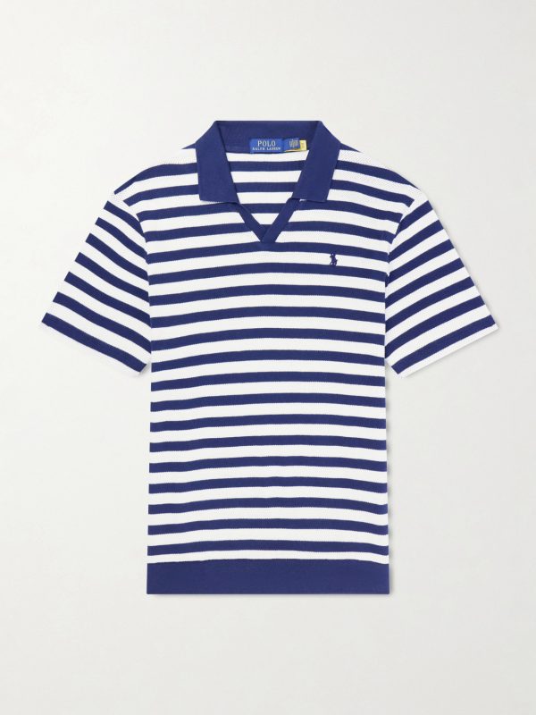 Logo-Embroidered Striped Cotton Polo Shirt