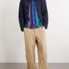 Camp-Collar Striped Linen Shirt - OU Camp-Collar Striped Linen Shirt - OU