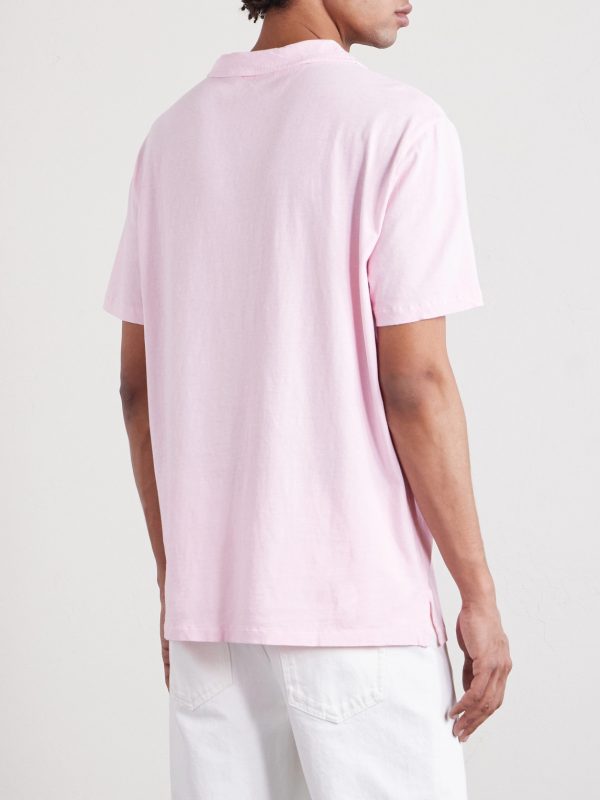 Open-Collar Cotton and Linen-Blend Polo Shirt - BK Open-Collar Cotton and Linen-Blend Polo Shirt - BK
