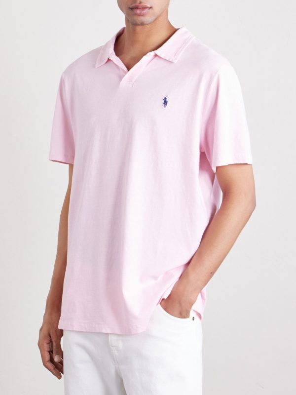 Open-Collar Cotton and Linen-Blend Polo Shirt - FR Open-Collar Cotton and Linen-Blend Polo Shirt - FR