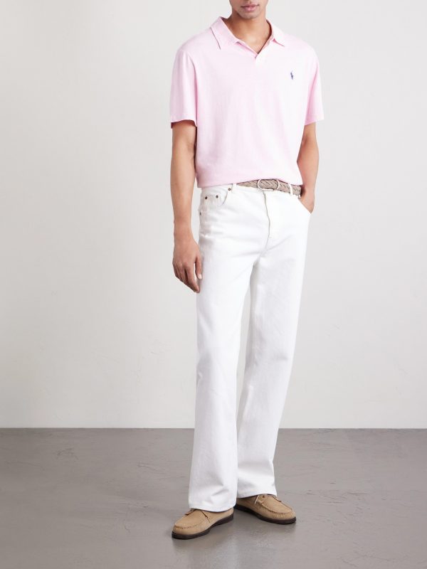 Open-Collar Cotton and Linen-Blend Polo Shirt - OU Open-Collar Cotton and Linen-Blend Polo Shirt - OU