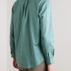 Button-Down Collar Logo-Embroidered Cotton Shirt - BK Button-Down Collar Logo-Embroidered Cotton Shirt - BK