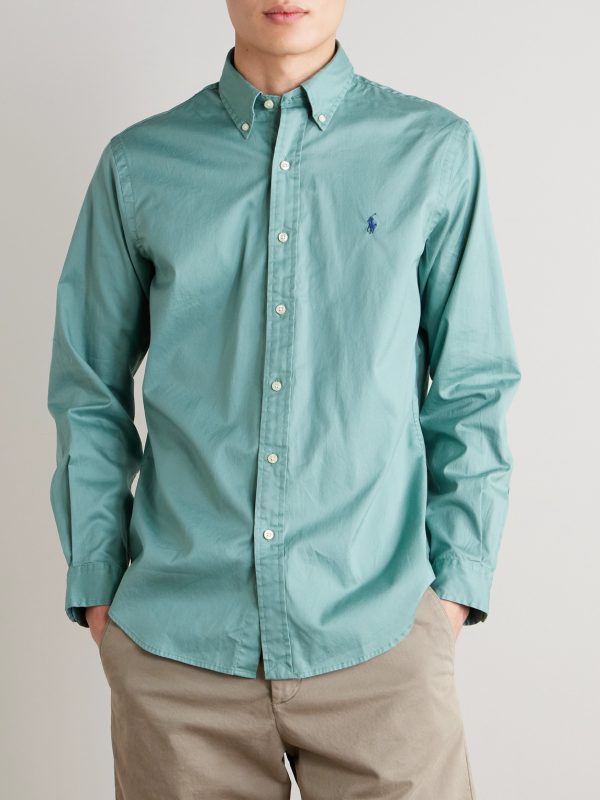 Button-Down Collar Logo-Embroidered Cotton Shirt - FR Button-Down Collar Logo-Embroidered Cotton Shirt - FR