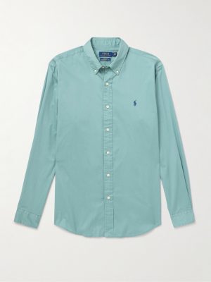Button-Down Collar Logo-Embroidered Cotton Shirt Button-Down Collar Logo-Embroidered Cotton Shirt