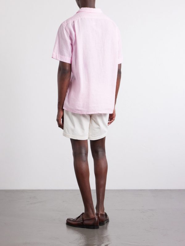Logo-Embroidered Checked Linen and Cotton-Blend Shirt - BK Logo-Embroidered Checked Linen and Cotton-Blend Shirt - BK