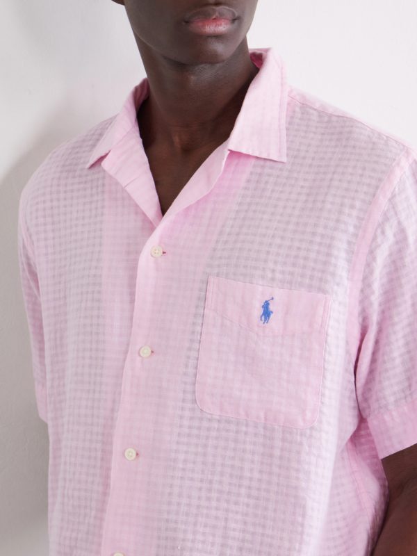 Logo-Embroidered Checked Linen and Cotton-Blend Shirt - CU Logo-Embroidered Checked Linen and Cotton-Blend Shirt - CU