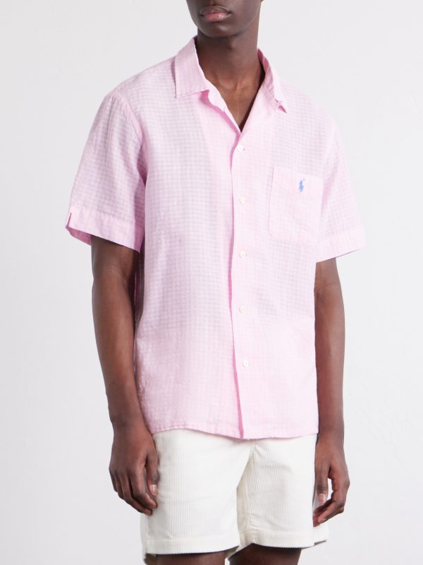 Logo-Embroidered Checked Linen and Cotton-Blend Shirt - FR Logo-Embroidered Checked Linen and Cotton-Blend Shirt - FR