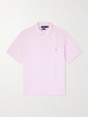 Logo-Embroidered Checked Linen and Cotton-Blend Shirt Logo-Embroidered Checked Linen and Cotton-Blend Shirt