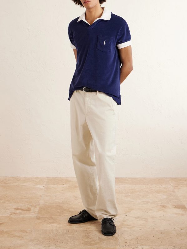 Logo-Embroidered Cotton-Blend Terry Polo Shirt - OU Logo-Embroidered Cotton-Blend Terry Polo Shirt - OU