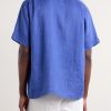 Convertible-Collar Logo-Embroidered Linen Shirt - BK Convertible-Collar Logo-Embroidered Linen Shirt - BK