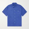 Convertible-Collar Logo-Embroidered Linen Shirt Convertible-Collar Logo-Embroidered Linen Shirt