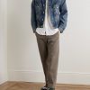 Button-Down Collar Logo-Embroidered Linen Shirt - OU Button-Down Collar Logo-Embroidered Linen Shirt - OU