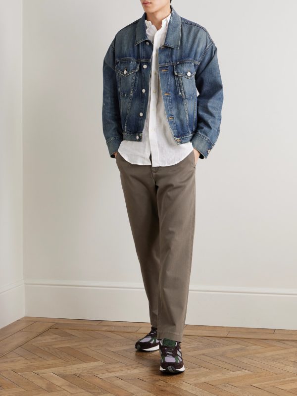 Button-Down Collar Logo-Embroidered Linen Shirt - OU Button-Down Collar Logo-Embroidered Linen Shirt - OU