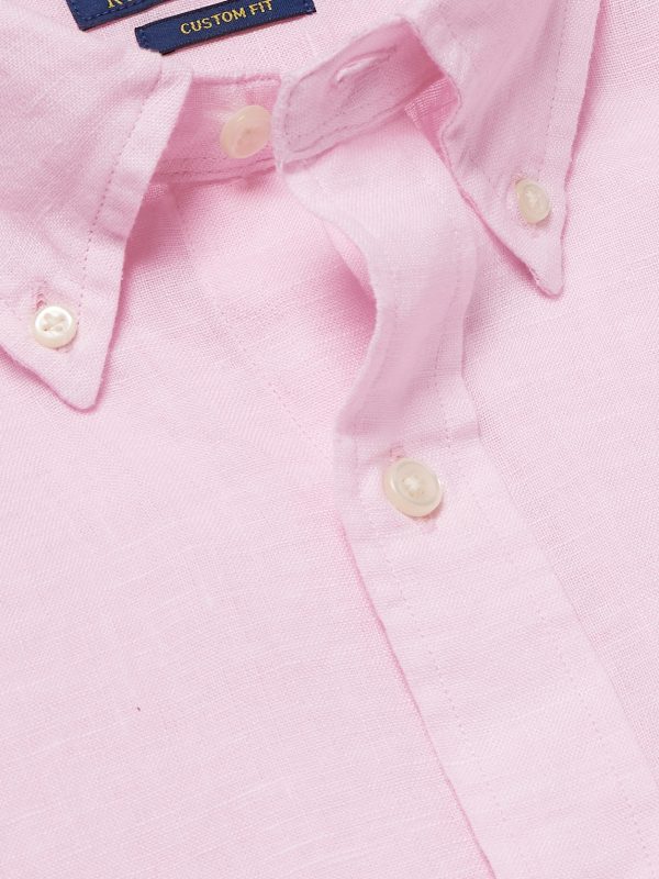 Button-Down Collar Logo-Embroidered Linen Shirt - CU Button-Down Collar Logo-Embroidered Linen Shirt - CU