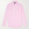 Button-Down Collar Logo-Embroidered Linen Shirt Button-Down Collar Logo-Embroidered Linen Shirt