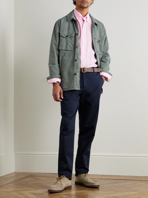 Button-Down Collar Logo-Embroidered Linen Shirt - OU Button-Down Collar Logo-Embroidered Linen Shirt - OU