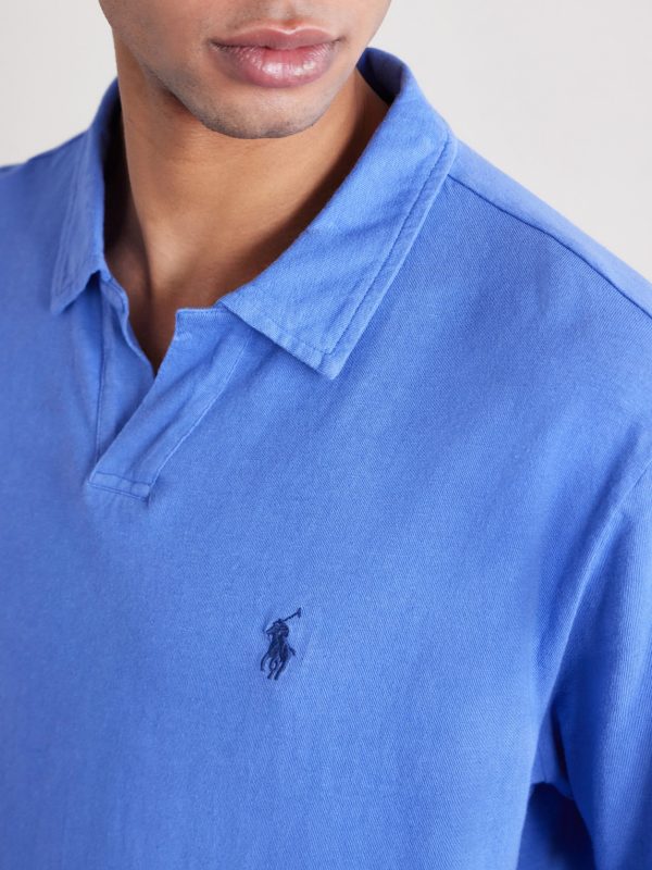 Open-Collar Cotton and Linen-Blend Polo Shirt - CU Open-Collar Cotton and Linen-Blend Polo Shirt - CU