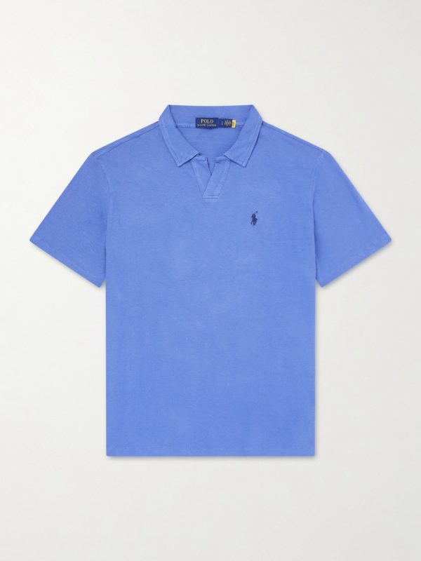 Open-Collar Cotton and Linen-Blend Polo Shirt Open-Collar Cotton and Linen-Blend Polo Shirt