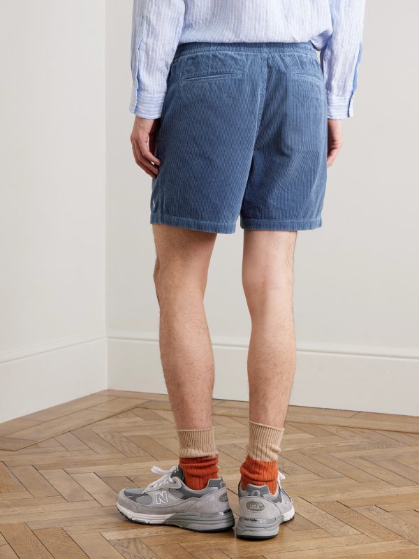 Straight-Leg Cotton-Corduroy Drawstring Shorts - BK Straight-Leg Cotton-Corduroy Drawstring Shorts - BK