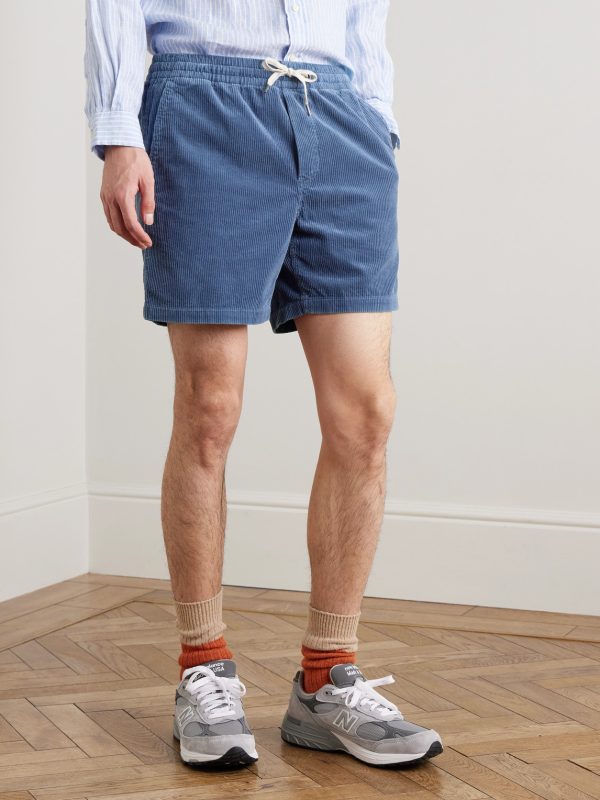 Straight-Leg Cotton-Corduroy Drawstring Shorts - FR Straight-Leg Cotton-Corduroy Drawstring Shorts - FR