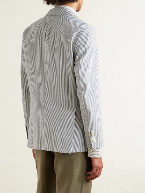 Striped Cotton-Seersucker Suit Jacket - BK Striped Cotton-Seersucker Suit Jacket - BK