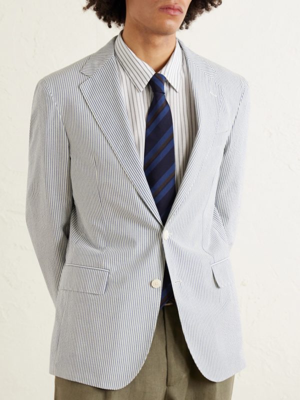 Striped Cotton-Seersucker Suit Jacket - FR Striped Cotton-Seersucker Suit Jacket - FR