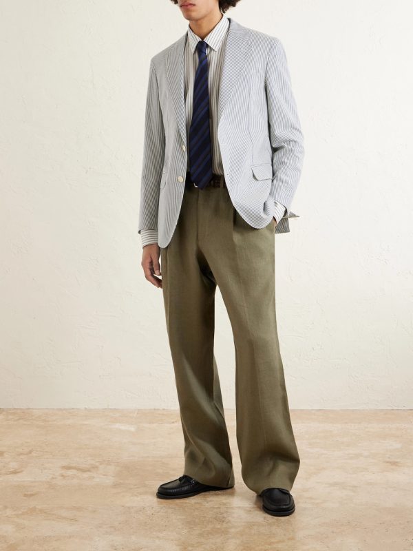 Striped Cotton-Seersucker Suit Jacket - OU Striped Cotton-Seersucker Suit Jacket - OU