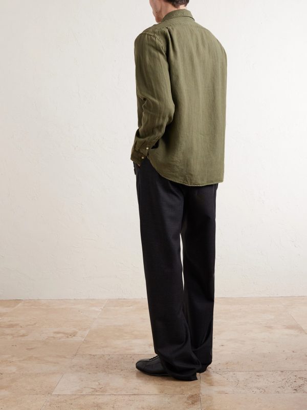 Logo-Embroidered Linen Shirt - BK
