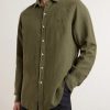 Logo-Embroidered Linen Shirt - FR