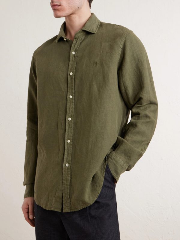 Logo-Embroidered Linen Shirt - FR