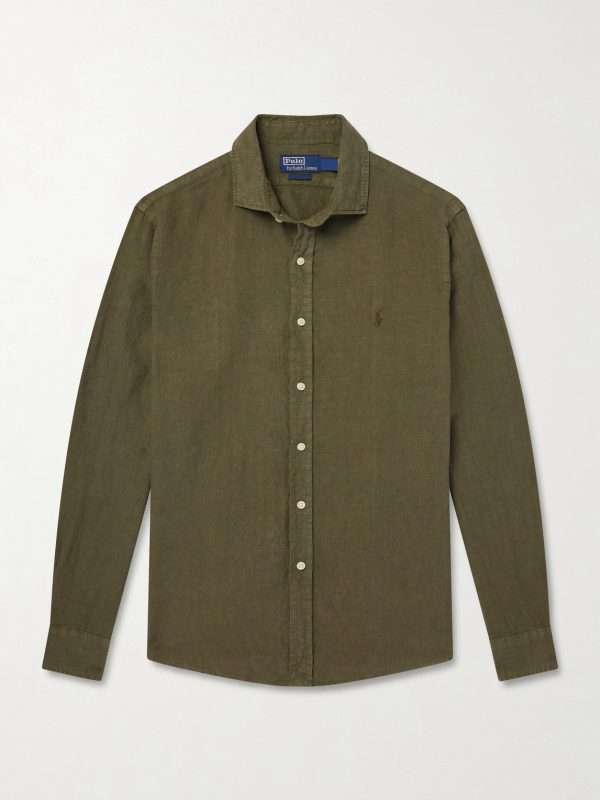 Logo-Embroidered Linen Shirt
