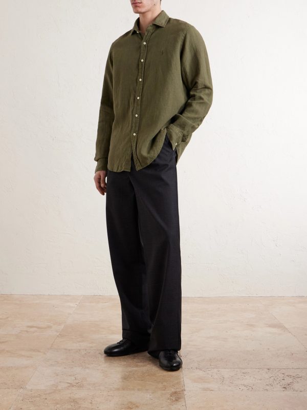 Logo-Embroidered Linen Shirt - OU