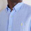 Button-Down Collar Logo-Embroidered Linen Shirt - CU Button-Down Collar Logo-Embroidered Linen Shirt - CU