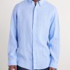 Button-Down Collar Logo-Embroidered Linen Shirt - FR Button-Down Collar Logo-Embroidered Linen Shirt - FR